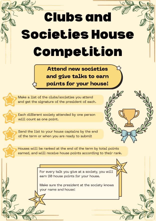 Clubs and Societies house competitions